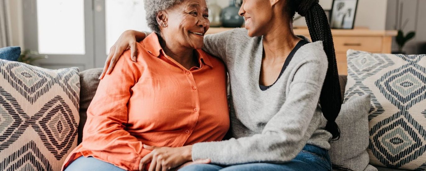 Senior woman talking with her daughter